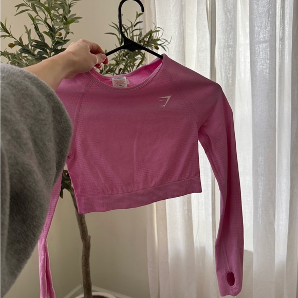 Gymshark Tops - Gymshark Pink Long Sleeve Crop Top